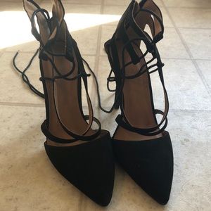 Black heels. Size 9. With strappy ties.